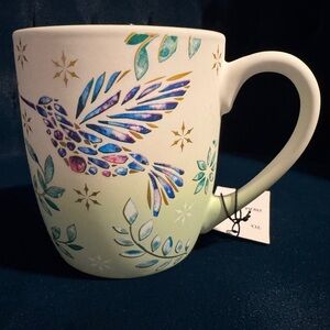 Dwell Studio Soft Touch Coffee Mug - sage ombré jewel hummingbird sage interior